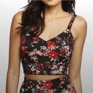 Express black floral crop top bralette small